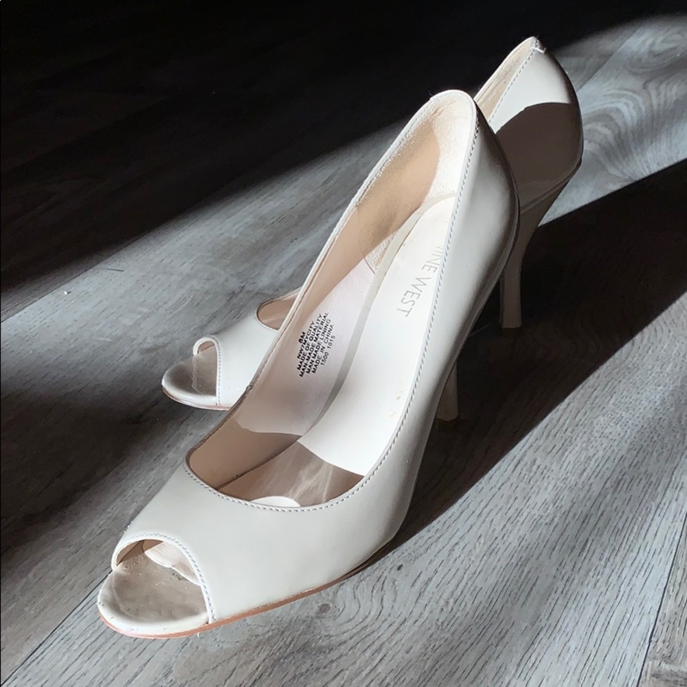 Beige Peep Toe Heels